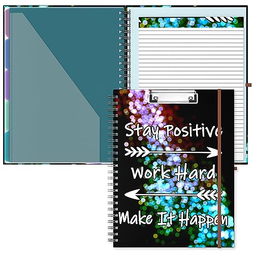 Hongri Porte-bloc avec bloc-notes ligné rechargeable, 8,5 x 11 dossiers avec rangement 10 poches, portefeuille à spirales, taille 32,8 x 24,6 cm, fournitures...