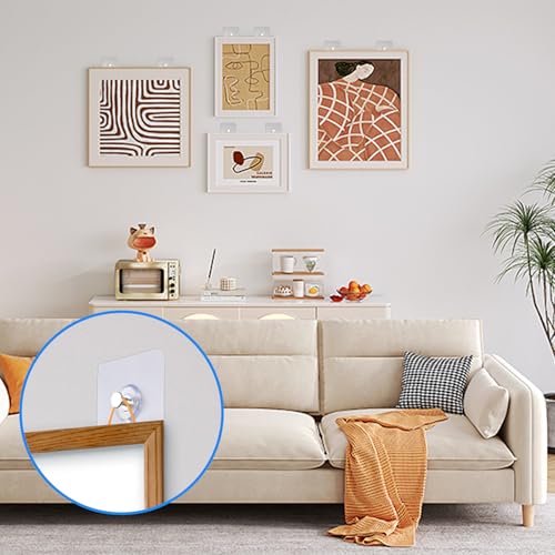 Image of 24 Pcs Adhesive Wall Hooks, Wall Hangers Without Nails No-Trace Transparent Waterproof Heavy Duty Picture Hangers Without Nails for Kitchen Bathroom Home Office