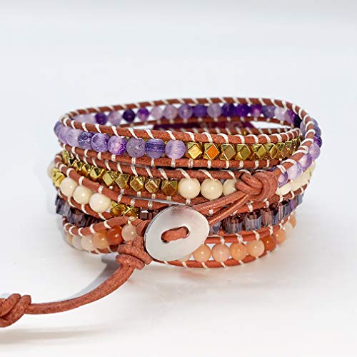 Image of Boho Wrap Bracelet for Women, Handmade Natural Imperial Jasper Multi-Layer Stone Beaded Bracelet, Bohemian Healing Crystal Stone Jewelry Gifts