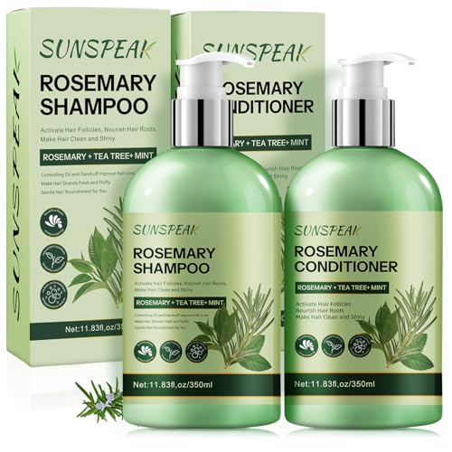 Rosemary Hair Growth Shampoo and Conditioner Set: Thickness &amp; Anti Hair Loss Shampoo and Conditioner with Tea Tree Oil Mint Biotin – Strengthening Formula for Men &amp; Women, Thinning &amp; Damaged Hair Care