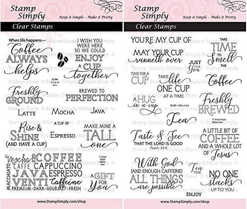 Stamp Simply Clear Stamps A Cup of Java and Coffee or Tea Christian Religious (2-Pack) 4x6 Inch Sheets - 30 Pieces
