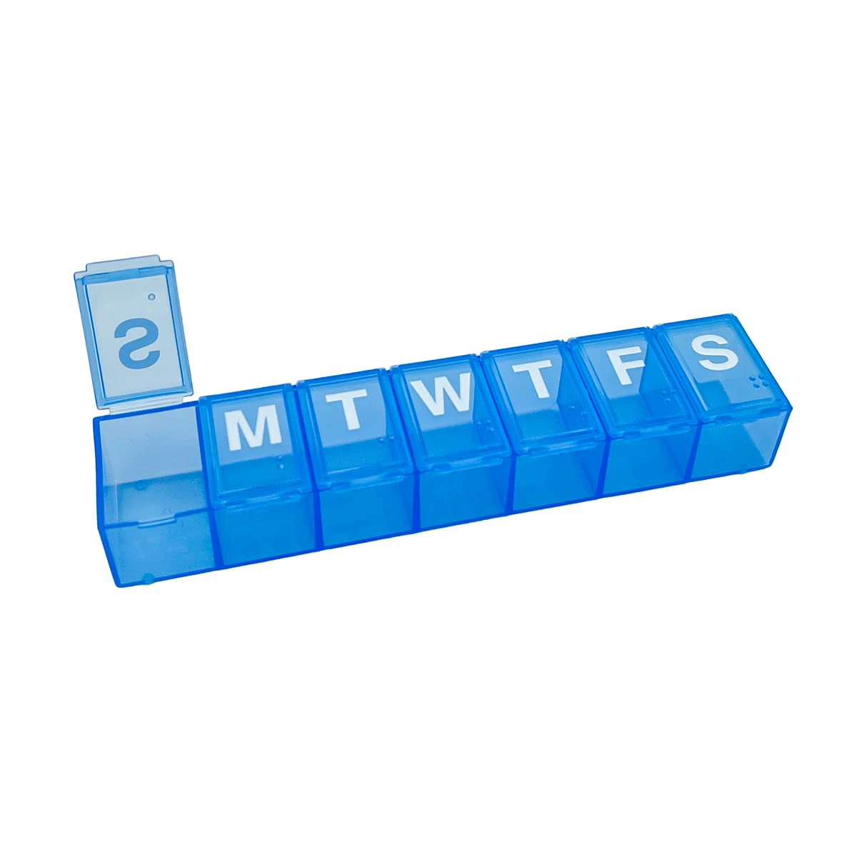 Amazon Basic Care Weekly Pill Organizer 7-Day Medium Compartments Medicine Box Blue