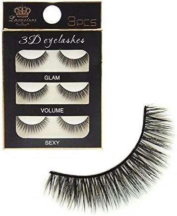 Okayji Soft Natural Black Thick Long False Eyelashes Makeup Extension, 3 Pair, Black