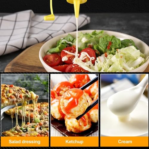 Condimento Botellas, 3 Pcs Botella de Salsa con Tapa, 250Ml Squeeze Bottle, para Condimentos, Salsa de Tomate, Mayonesa, Salsa Picante y Aceite de Oliva（Rojo + Blanco + Amarillo）
