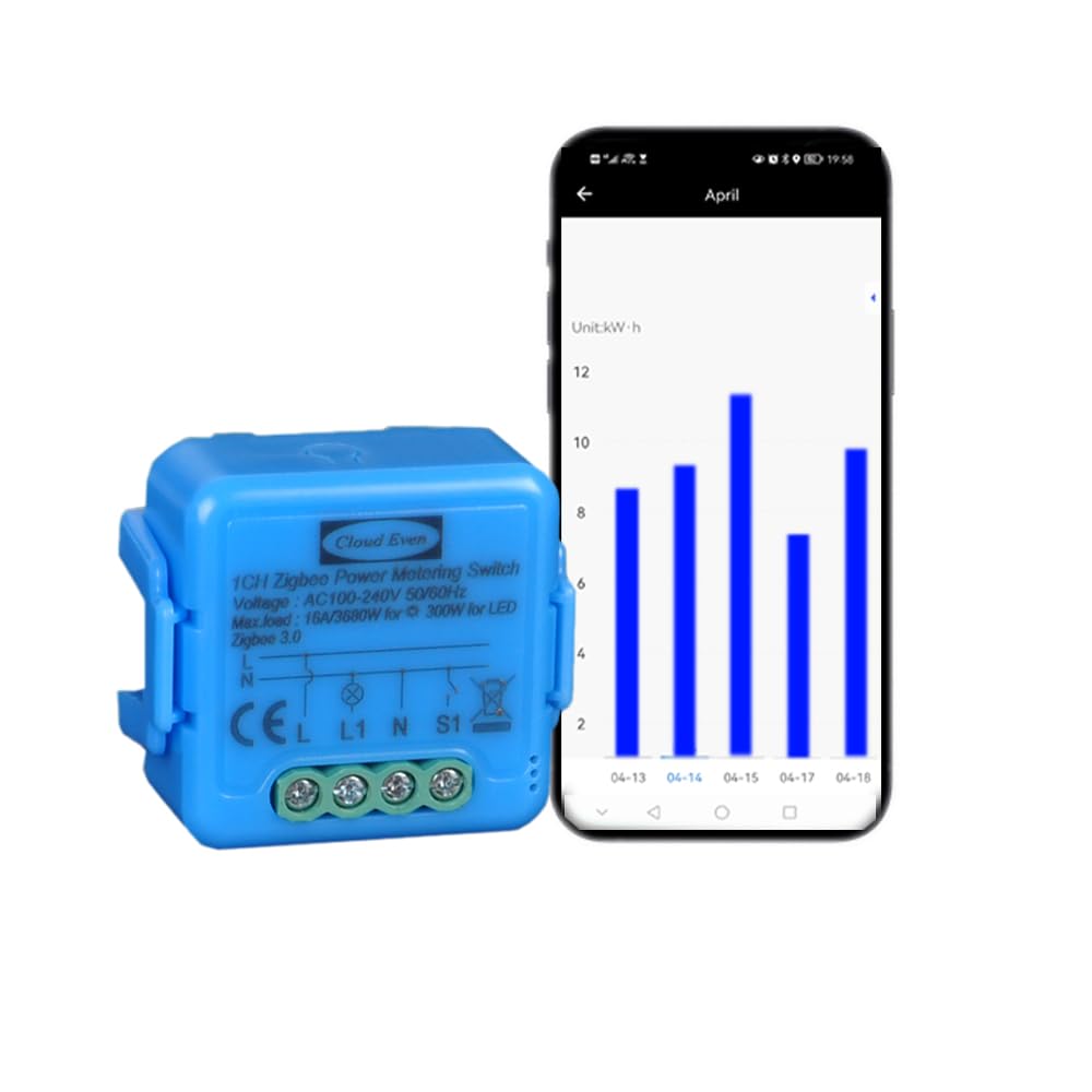 Module interrupteur zigbee 16A 3680W avec mesure de puissance, surveillance de l'énergie, télécommande relais, protection contre les surcharges, fonction minuterie, compatible avec Alexa (1)