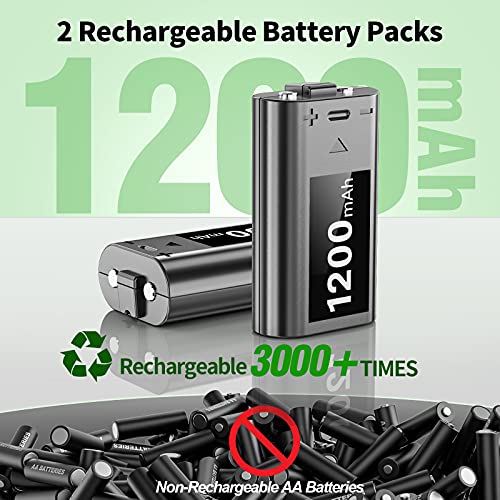 Pacote de bateria recarregável com estação de carregamento para Xbox, 2 baterias recarregáveis de 12