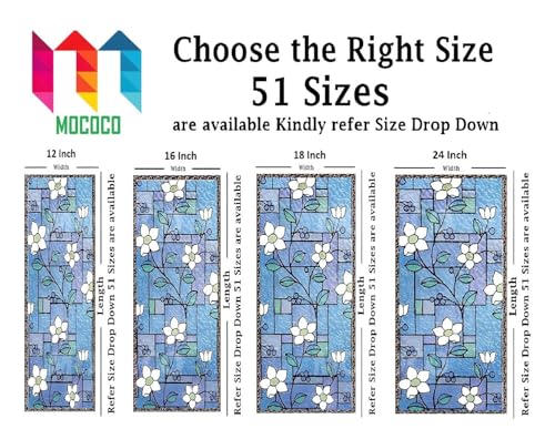 Image of MOCOCO Premium Vinyl Privacy Stained Window Glass Sticker (12x25 Inch) - Self-Adhesive Decorative Film Opaque Sheet Tint Wallpaper for Glass Cover Window, Door, Office, Home.| Anti-UV. Mystic Blue