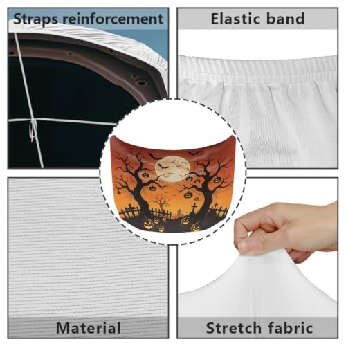 Image of Moon Halloween Tree Car Hood Cover Polyester Elastic Fabrics Washable Suitable for Large SUV and Pickup Trucks 39x59in