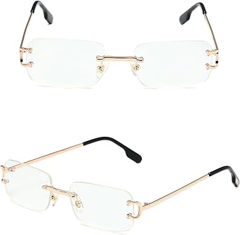 Rimless Rectangle Sunglasses for Women Men Retro Frameless Glasses | Vintage,90s,Trendy
