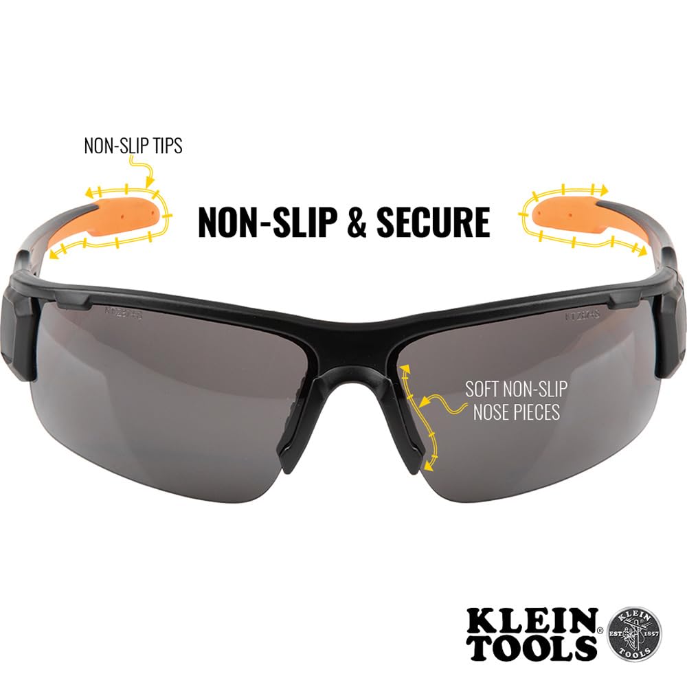Gafas de seguridad, Profesional PPE Gafas de Protección con SemirMarco y Lente Gris, Resistente a los arañazos y Anti Niebla Klein Herramientas 60162
