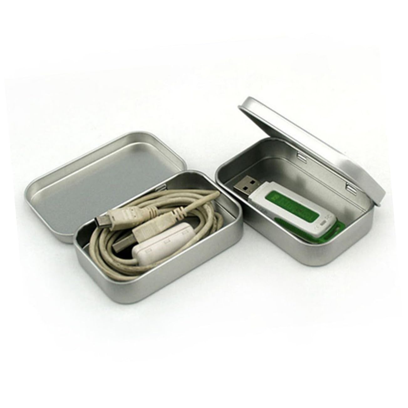 PRETYZOOM Scatola Rettangolare in Metallo Pezzi Mini Lattine Decorative per Mentine Caramelle Trucco Viaggi E Campeggio Argento Senza Cuciture
