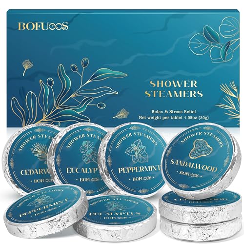 Bofuoos 8 Shower Steamers Aromatherapy Self Care Gifts for Men Dad Teen