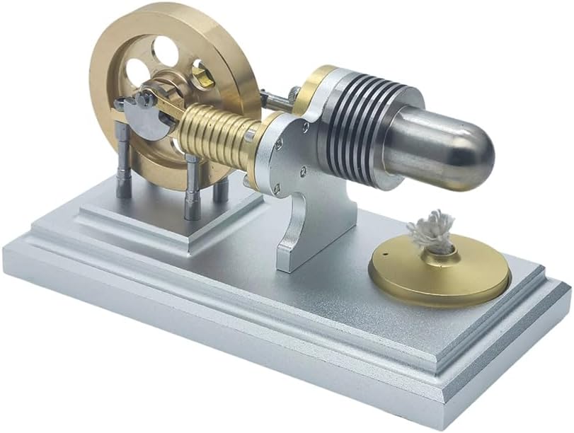 Stirling Engine Model, Mini Hot Air Engine Educational Demonstrator, External Combustion Physics Science Kit, Metal Collectible Desktop Display