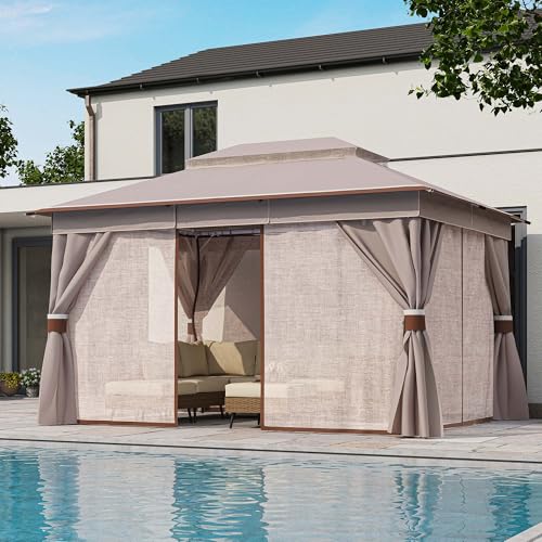 LAUSAINT HOME Patio Gazebo 10'x13', Outdoor Heavy Duty Party Tent