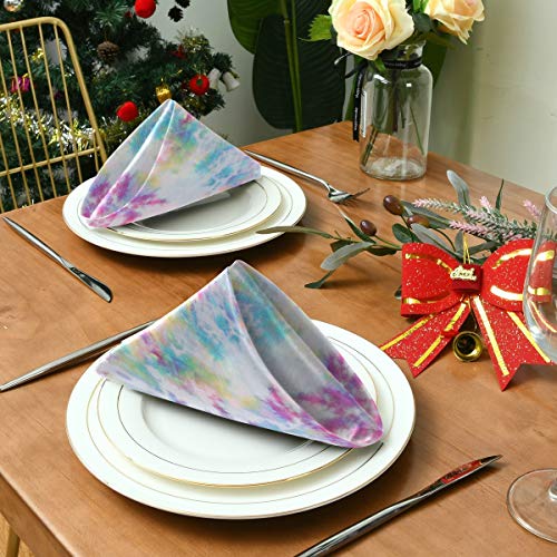 Servilletas de tela ALAZA con patrón Tie Dye rosa, pack 6 miniatura 3