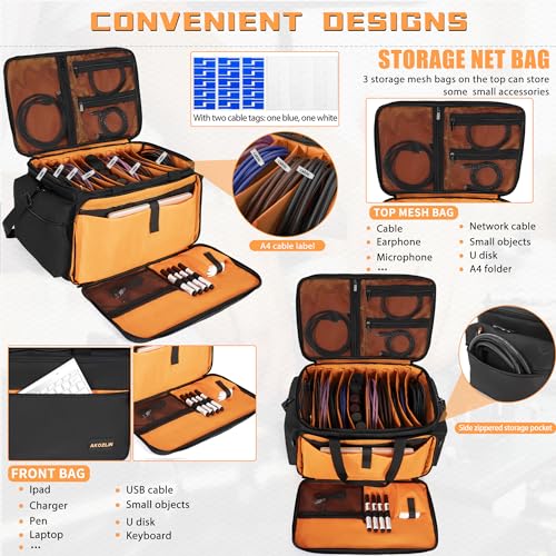 Image of AKOZLIN Cable File Bag with Dividers for Sound Instrument Accessories
