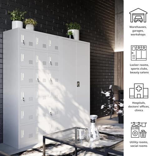 Jan Nowak Metallschrank 185 x 90 x 45 cm | Büroschrank Abschließbar mit Kleiderstange, Pulverbeschichtung | Aufbewahrungsschrank Umkleideschrank Spind Kleiderstange | Anthrazit