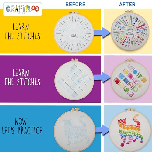 Image of CRAFTILOO Embroidery Kit for Beginners Cross Stitch Kits for Beginners Embroidery Kits for Adults Cross Stitch kit Beginner Embroidery kit for Adults Cat