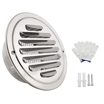 SDTC Tech 3 Inch Round Soffit Air Vent Stainless Steel Louver Grille Cover Wall Air Ventilation Outlet Hood with Built-in Screen Mesh for Kitchen Bedroom Bathroom Office etc