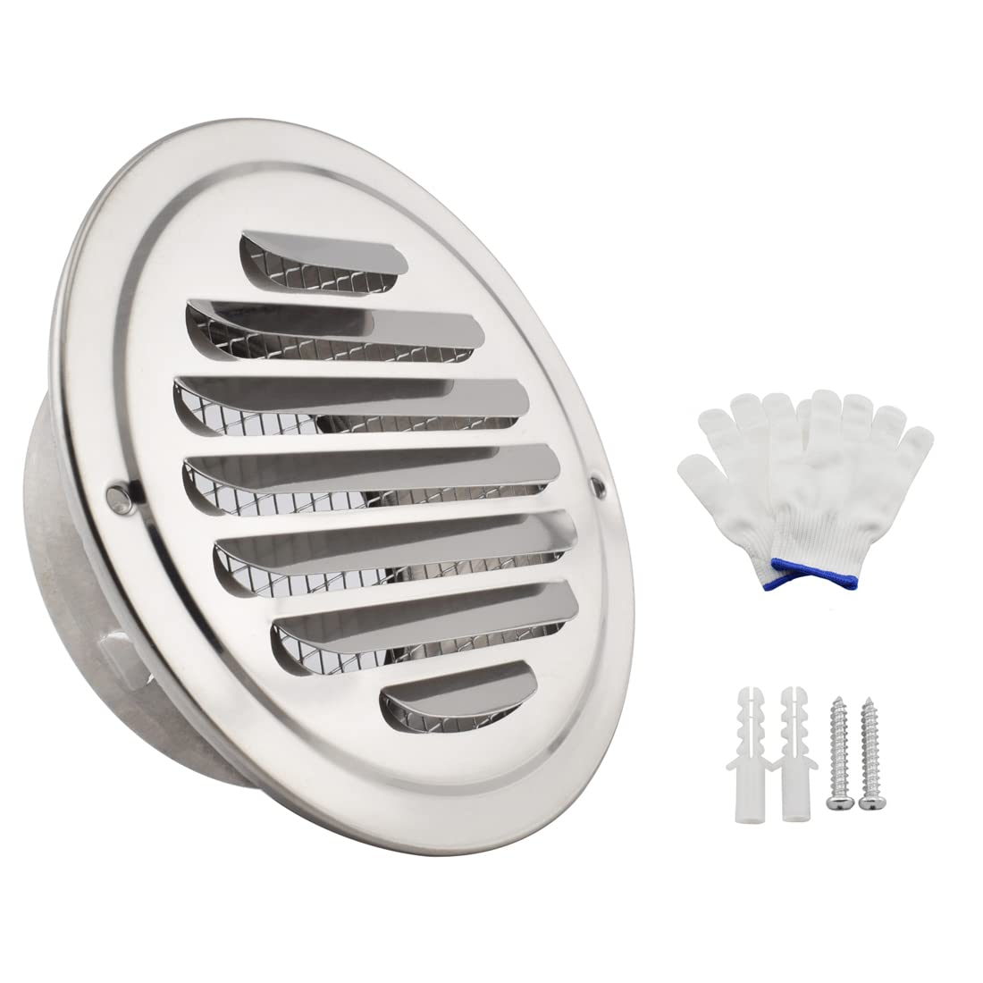 SDTC Tech 3 Inch Round Soffit Air Vent Stainless Steel Louver Grille Cover  Wall Air Ventilation Outlet Hood with Built-in Screen Mesh for Kitchen  Bedroom Bathroom Office etc - Amazon.com