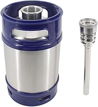 BOMEGA Plastic Handle Bottom Mini Keg 5L/128OZ with S-Shaped Spear Single Wall Portable Ball Lock Spear Engineering Craft Beverage Beer Keg 304 Stainless Steel Portable Homebrew Keg