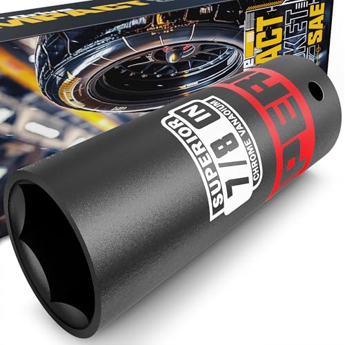 Image of 1 /2 inch Drive Impact Socket, 7 /8 inch Deep Socket, SAE, 6 Point, CR-V, for Car Repair, Loosen the Fastening Nut