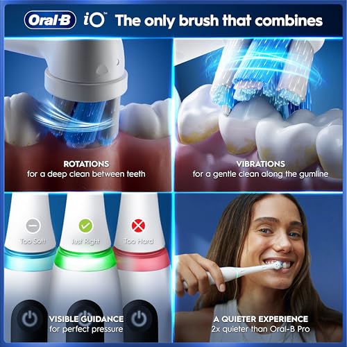 Oral-B iO5 Electric Toothbrush for Adults, 1 Handle, White - 2 Brush Heads, Travel Case, 5 Modes, Teeth Whitening, UK Two Pin Plug - Image 4