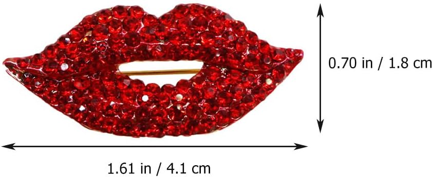 KESYOO 3Pcs Red Lips Brooches for Women Rhinestone Enamel Lip Pin Set Sexy Fashion Jewelry Accessories for Party Clothes Bags 1.61X0.70X1.18In