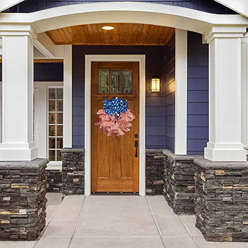 Independence Day Patriotic Wreath For Front Door,July 4Th Wreath White Blue Red,Memorial Day Wreaths Decorations, Summer Festival Celebration Farmhouse Wreaths For Window Wall Home Decor 18In #TOP4
