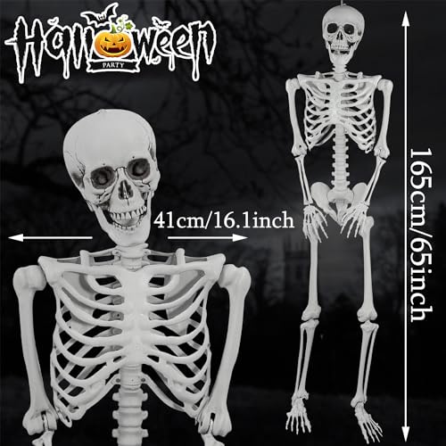 Miniatura 2 de Sifoel 165cm Halloween Esqueleto De Plástico Esqueleto Humano De Tamaño Natural Con Las Articulaciones Móviles Para La Decoración De La Fiesta De Halloween, 2 Piezas