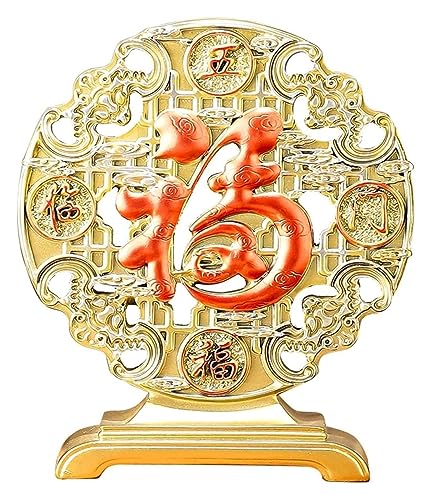 Statue de Fu Caractère Chinois Décoration de Table pour Entrée et Bureau RLKHXBS