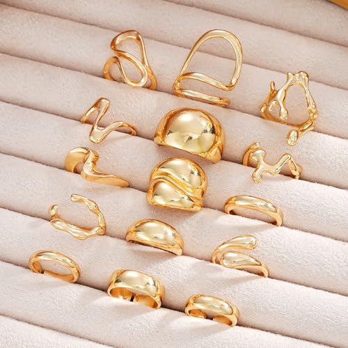 Image of Shining Diva Fashion Stylish Trendy Finger Rings Set for Women & Girls | Chunky Minimal Statement Ring Combos Modern Elegant Jewellery Collection
