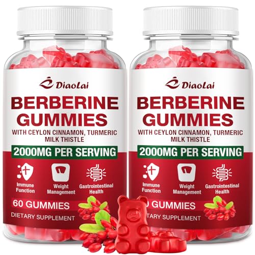 Berberine Gummies 2000mg - Natural Organic Berberine HCL Supplement - Vegan Non-GMO Gluten-Free - Delicious Raspberry Flavor - 120 Count
