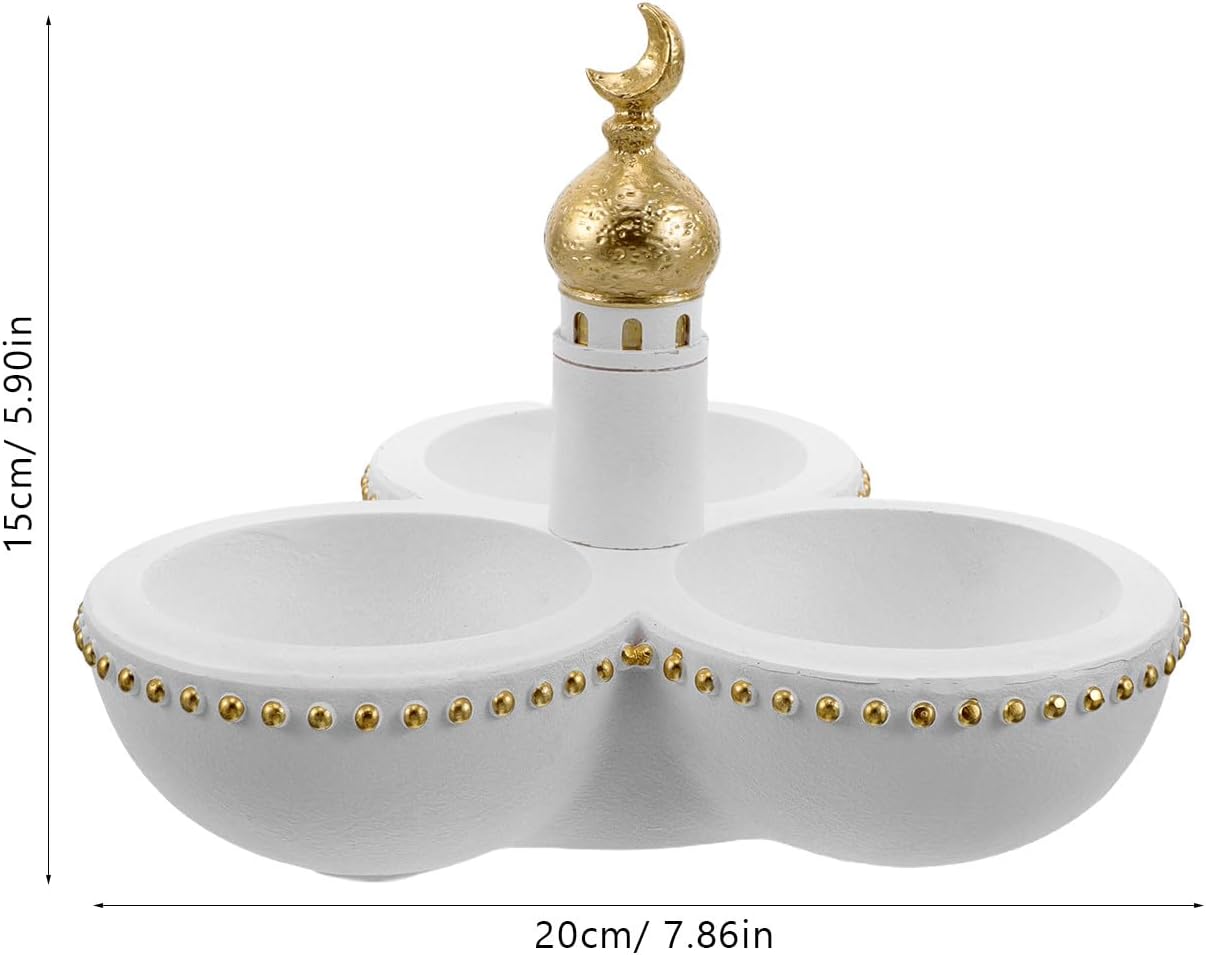 Ciieeo Eid Mubarak Candy Plate: Ramadan Serving Tray Muslim Islamic Dessert Trays Pastry Food Storage Container Display Holder for Party