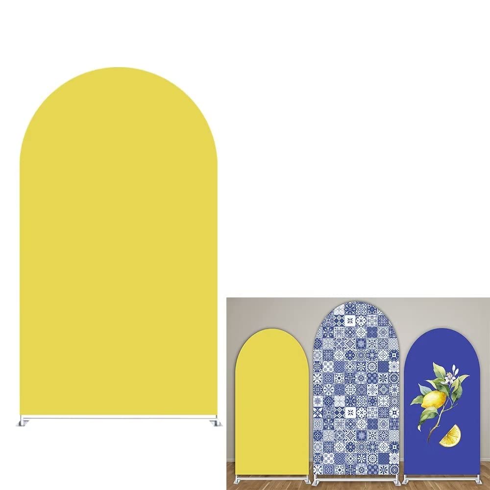 ittsmnt Arch Backdrop Covers Solid Lemon Yellow Arched Background Stand Cover for Birthday Banquet Porcelain Parties Decorations Props