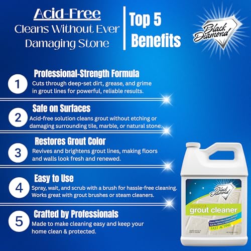 Image of Ultimate Grout Cleaner for Tile & Grout, Acid-Free Stain Remover, 512 oz | Acid-free formula deep cleans grout on tile floors. Safe for marble, travertine, granite and all natural stone.
