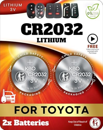 Toyota Key Fob Battery Replacement Kit - CR2032 3V Lithium Batteries (2-Pack) - OEM-Quality for RAV4 Highlander Camry Corolla Prius & More - Easy Install