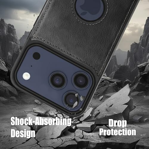 Image of Leather Case for Apple iPhone 17 Pro Max Premium Protective Stylish Slim Cover with Shockproof Raised Edges Black