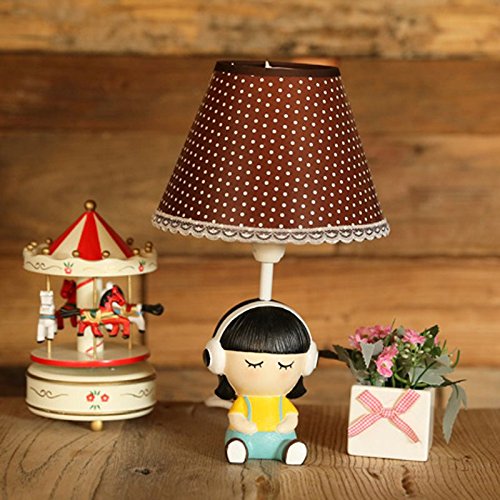 Miła karykatura, dziewczynka, mała lampka stołowa kreatywna pokój dziecięcy, mini lampka biurkowa dla dziewczynki-pomieszczenie mini biurko Lights (słuchawki dla dziewczynki)