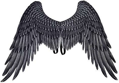 Himine Non-Woven Fabric Festive Party Angel Wings Suitable for Men and Women Decorative Wings (Black)