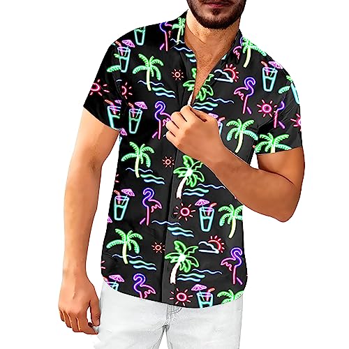 Neon Shirts for Men Button Up Shirts,Mens Neon Shirt Hawaiian Shirt for Men,Mens Beach Shirts Neon Clothes3