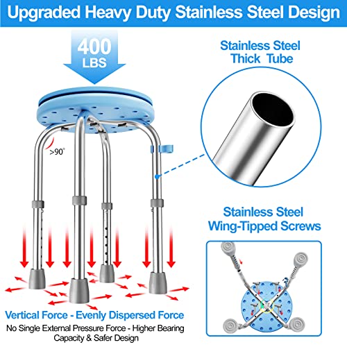 Cke 2023 Stainless Steel Shower Stool Chair Bath Seat, Adjustable Bath Chair Shower Bench Seat, 350Lbs Bath Shower Stool Seat Bench, Handicap Bathroom Stool, Round Bathtud Seat For Inside Shower Seat #TOP1