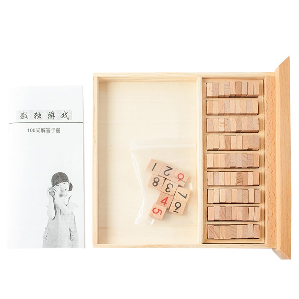 Lechnical Juego de Rompecabezas de Madera Sudoku Juego de Sudoku de Madera con cajón Math Brain Teaser Juguetes de Escritorio