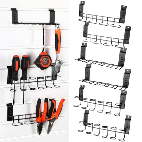 Yaocom 6 Pcs Slatwall Screwdriver Holders Slat Boards Organizer Slatwall Hooks Hangers Plier Holders...