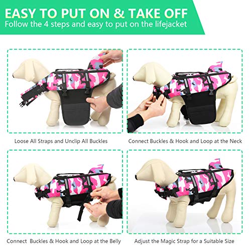 Queenmore Dog Life Jacket Pet Safety Vest High Buoyancy Camouflage Pink by Queenmore - Used condition - Image 6
