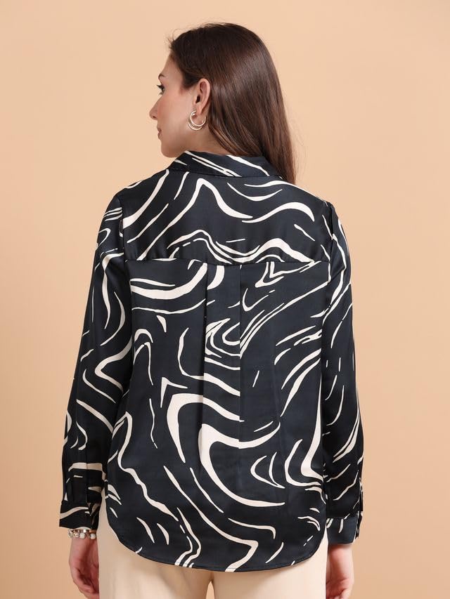 Image of Glam & Chique Women's Abstract Printed Button-Down Shirt XS-2XL