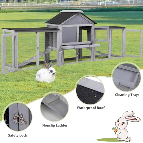 COZIWOW Coelhinha de madeira extra grande de 208 cm para ambientes externos, fácil de montar e estáv