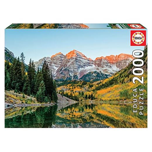 Educa - Maroon Bells, Estados Unidos, Puzzle de 2.000 piezas, Medida aproximada: 96 x 68 cm, Incluye Fix Puzzle para colgar el puzzle una vez finalizado, A partir de 14 años (19279)
