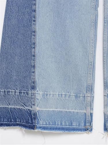 Women's Street Vintage Style Casual Contrast Color Splicing High Waist Wide Leg Jeans Daily Pants3