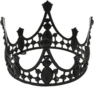 Shining Rhinestone Metal Crown Cake Topper Birthday Wedding Decor Supply For Birthday Party Decoration Supplies Baby Princess Shower Party Decoration (Black)